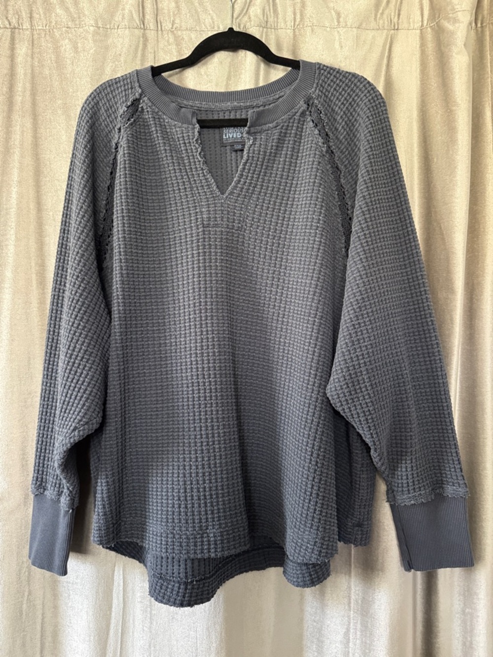 American Eagle Outfitters Navy Waffle V-Neck Top